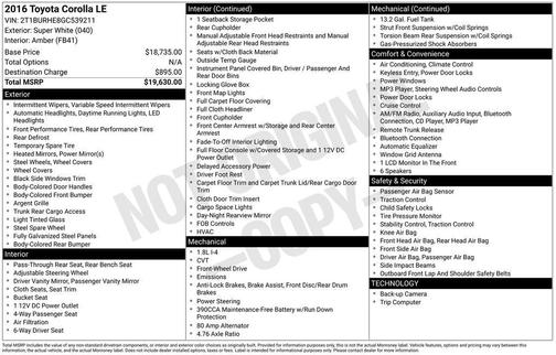 2016 Toyota Corolla LE