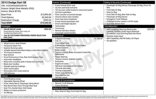 Bright Silver Metallic Clearcoat 2013 Dodge Dart SE