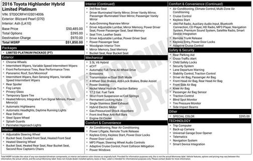 2016 Toyota Highlander Hybrid Platinum