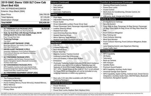 Onyx Black 2019 GMC Sierra 1500 SLT