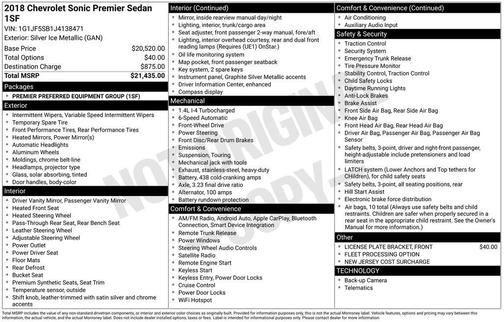 Silver Ice Metallic 2018 Chevrolet Sonic Premier