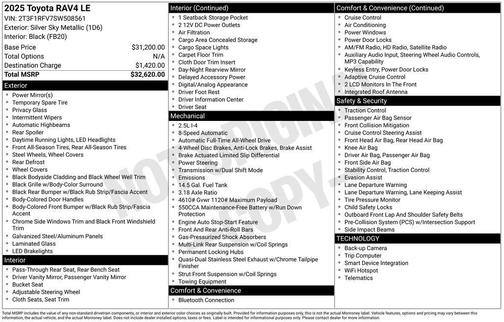 Silver Sky Metallic 2025 Toyota RAV4 LE