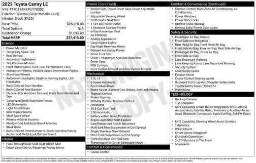 Celestial Silver Metallic 2023 Toyota Camry LE