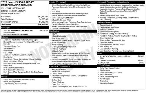Molten Pearl 2023 Lexus IS 500 F SPORT Performance Premium