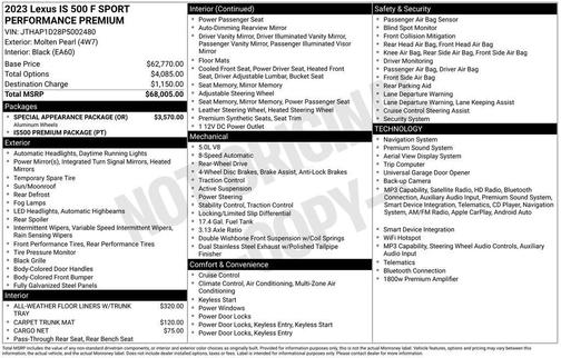 Molten Pearl 2023 Lexus IS 500 F SPORT Performance Premium