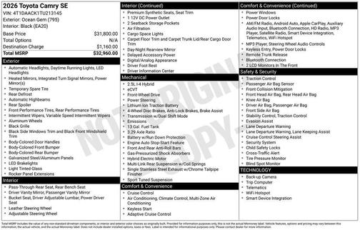 2026 Toyota Camry SE
