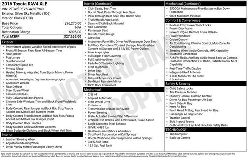 Silver Sky Metallic 2016 Toyota RAV4 XLE