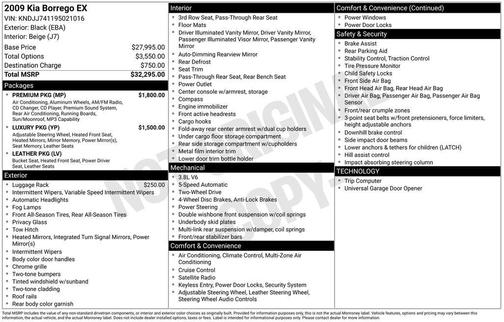 Black 2009 Kia Borrego EX V6