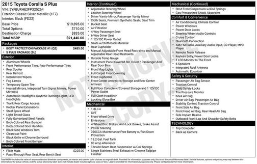 2015 Toyota Corolla S Plus