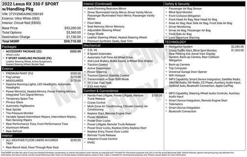 Ultra White 2022 Lexus RX 350 F SPORT Handling