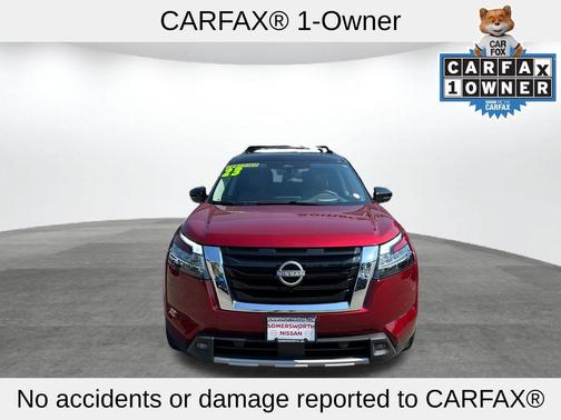 2 Tone Red / Black Roof 2023 Nissan Pathfinder Platinum
