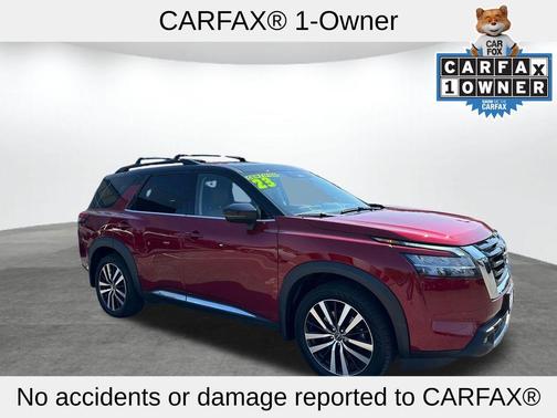 2 Tone Red / Black Roof 2023 Nissan Pathfinder Platinum