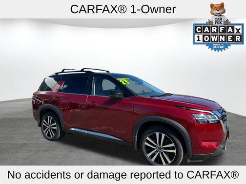 2 Tone Red / Black Roof 2023 Nissan Pathfinder Platinum