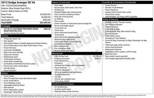 2012 Dodge Avenger SE