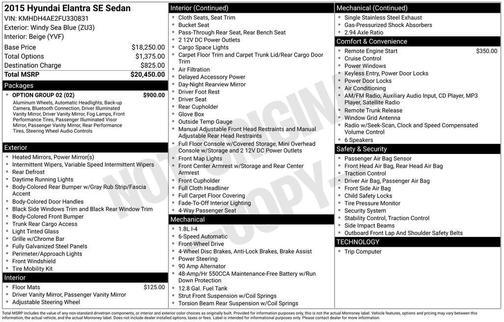 2015 Hyundai ELANTRA SE