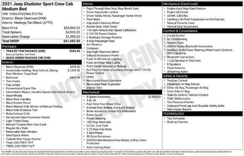 Black Clearcoat 2021 Jeep Gladiator SPORT