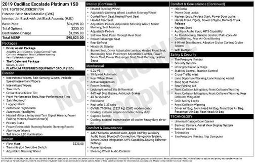 2019 Cadillac Escalade PLATINUM