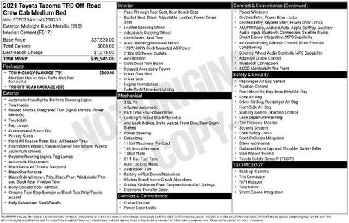 Black 2021 Toyota Tacoma TRD OFF ROAD