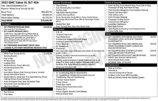 White Frost Tri-Coat 2022 GMC Yukon XL SLT