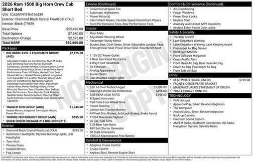 2026 RAM 1500 Big Horn/Lone Star
