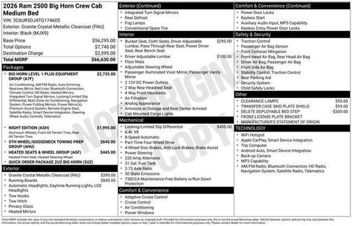 2026 RAM 2500 Big Horn