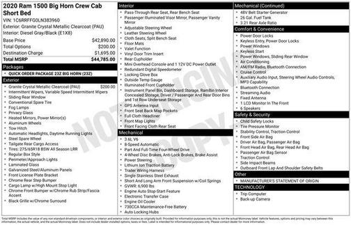 2020 RAM 1500 Big Horn