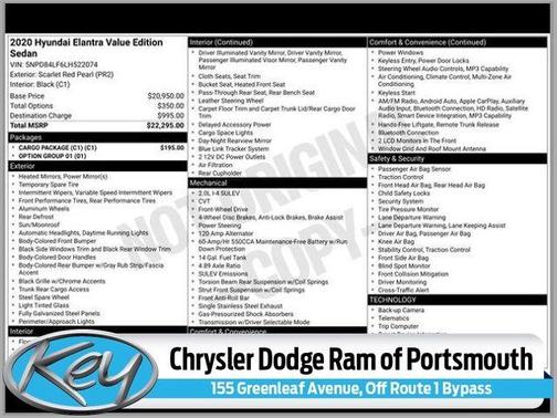 2020 Hyundai ELANTRA Value Edition