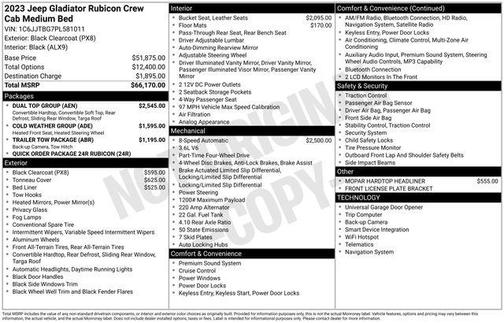 Black Clearcoat 2023 Jeep Gladiator Rubicon