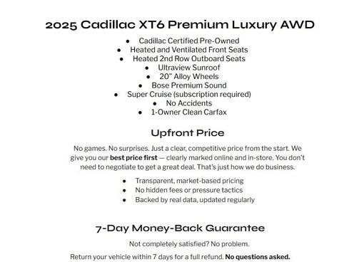 Argent Silver Metallic 2025 Cadillac XT6 Premium Luxury AWD