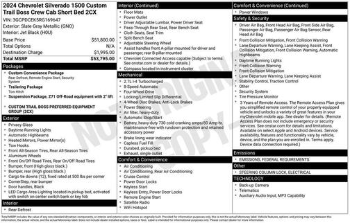 2024 Chevrolet Silverado 1500 Custom Trail Boss