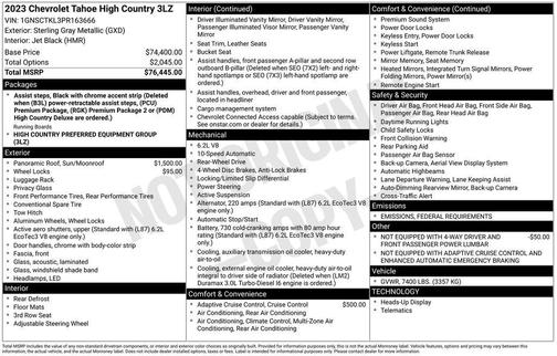 2023 Chevrolet Tahoe 2WD High Country