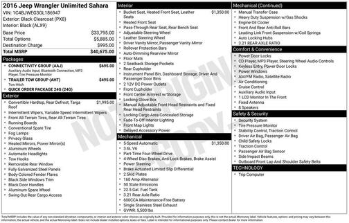 2016 Jeep Wrangler Unlimited Sahara