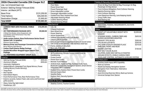 2026 Chevrolet Corvette Z06