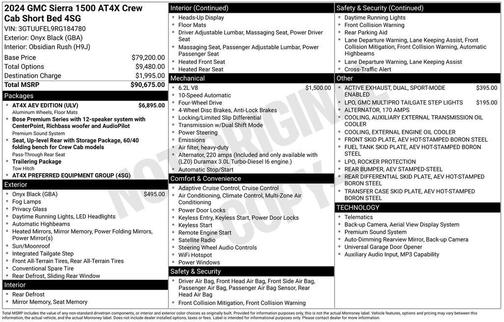 Onyx Black 2024 GMC Sierra 1500 AT4X