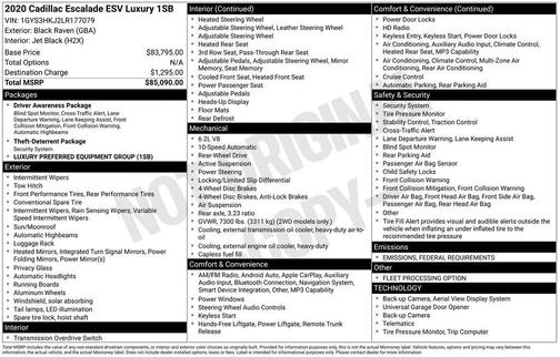 2020 Cadillac Escalade ESV Luxury