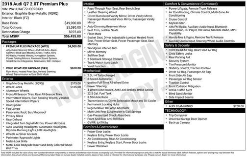 2018 Audi Q7 2.0T Premium Plus