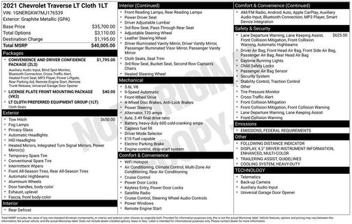 2021 Chevrolet Traverse LT Cloth