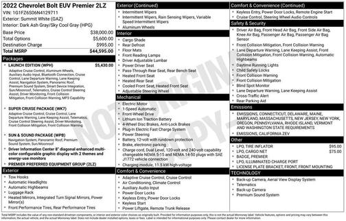 2022 Chevrolet Bolt EUV FWD Premier