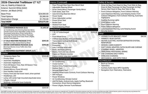 Summit White 2026 Chevrolet Trailblazer LT