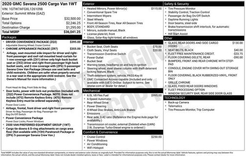 2020 GMC Savana 2500 Work Van