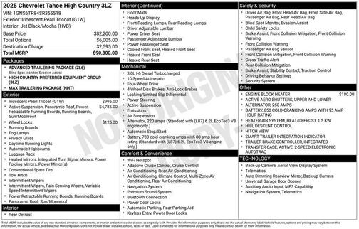 2025 Chevrolet Tahoe 4WD High Country