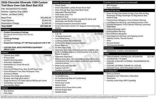 2026 Chevrolet Silverado 1500 Custom Trail Boss