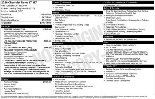 2026 Chevrolet Tahoe LT