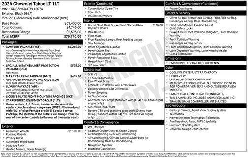 2026 Chevrolet Tahoe LT