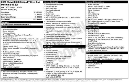 Black 2020 Chevrolet Colorado LT