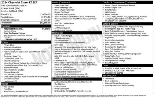 Black 2024 Chevrolet Blazer 3LT