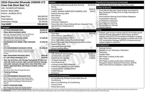 Black 2026 Chevrolet Silverado 2500 LTZ