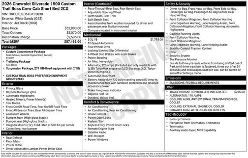 2026 Chevrolet Silverado 1500 Custom Trail Boss