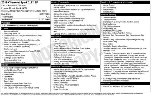 2019 Chevrolet Spark 2LT
