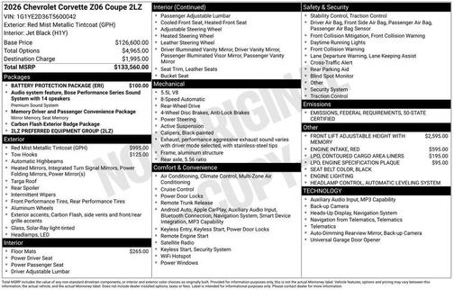 2026 Chevrolet Corvette Z06